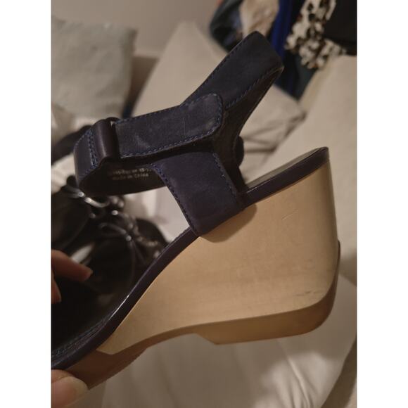 Camper Leather Wedge Laura Sandals in Navy Blue US Size 7/ EU 38 - Picture 4 of 6